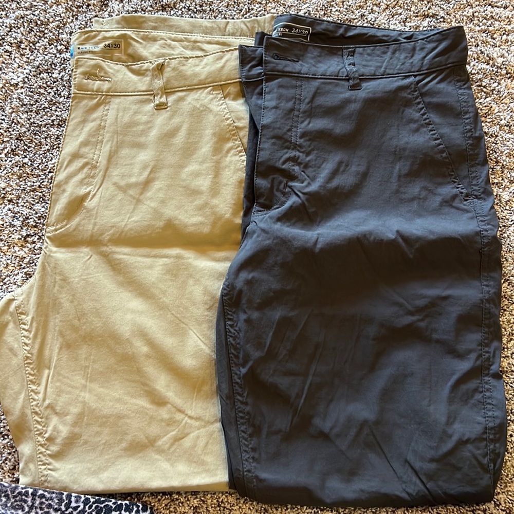 Mens LB Tech Hiking Pants 34x30 navy & tan